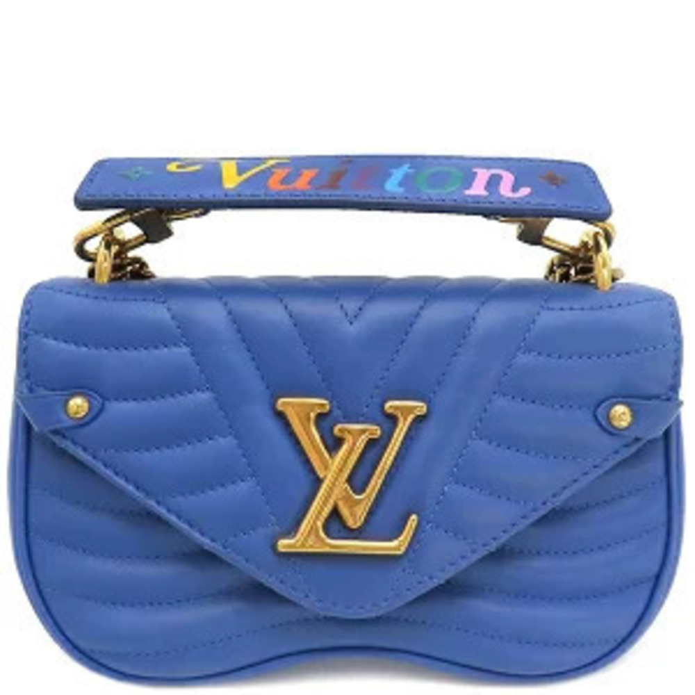 Louis Vuitton New Wave Chain Shoulder Bag Leather Blue LV